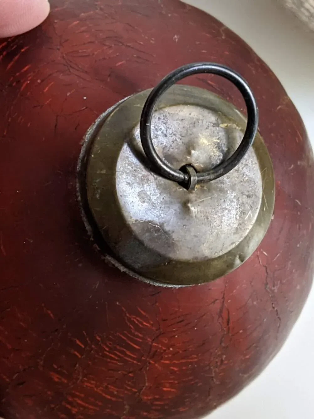 Vintage Brownish Red Crackle Mercury Glass Ornament Ball 3.75